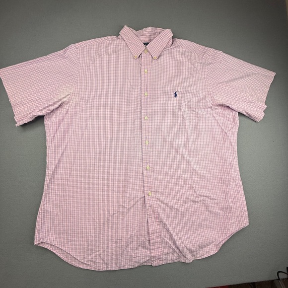 Polo Ralph Lauren Other - Ralph Lauren Button Down Shirt Mens XXL Pink Blue Check Classic Fit Short Sleeve